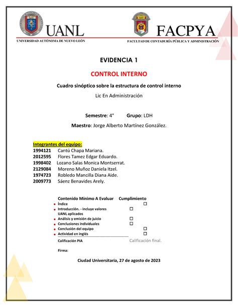 Evidencia Control Interno Ldh Dasadi Evidencia Control Interno