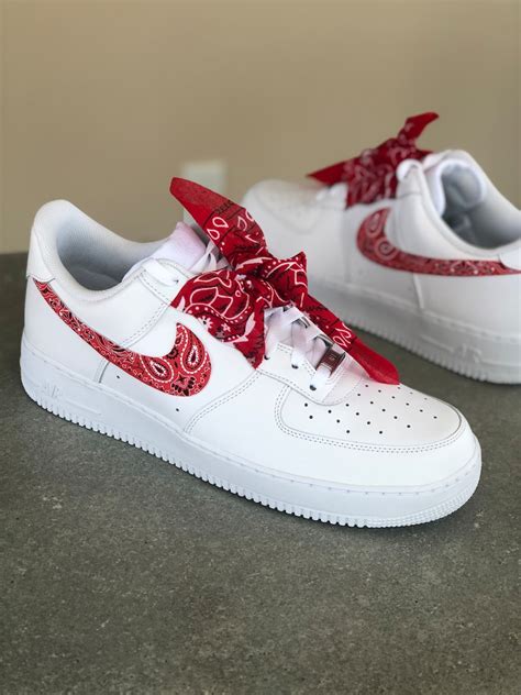 Nike Air Force One Custom Red Bandana All Sizes Free Etsy