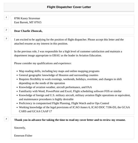 Flight Dispatcher Cover Letter Velvet Jobs