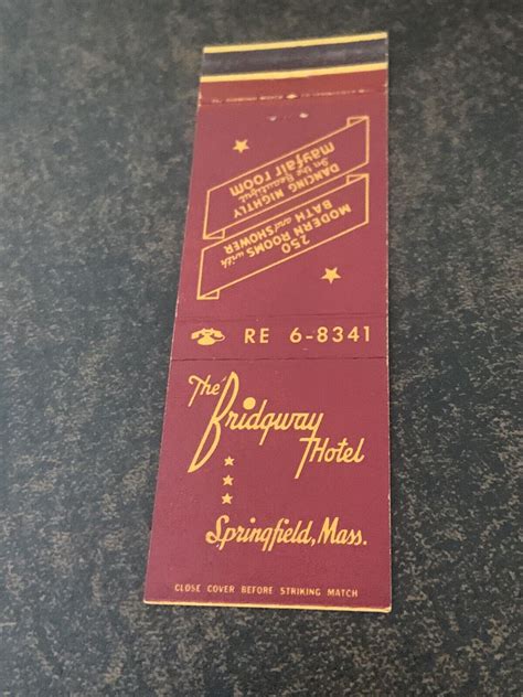 Vintage Massachusetts Matchbook “bridgway Hotel” Springfield Ma Ebay