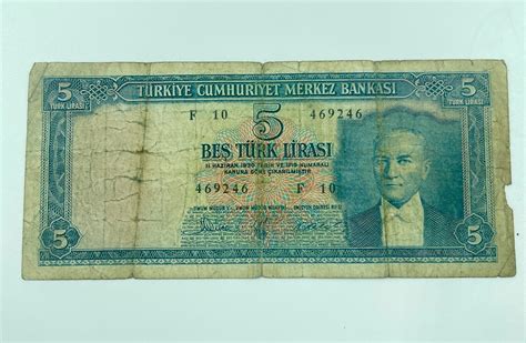 1930 Bes Turk Lirasi F 10 Turkey Turkish 5 Lira Rare 469246 EBay