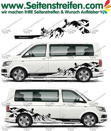 Vw Bus T4 T5 T6 Adventure Berge Mountain Alpen Seitenstreifen Aufkleber