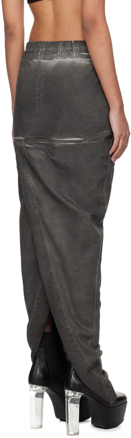 Rick Owens Drkshdw Gray Pull On Pillar Denim Maxi Skirt Rick Owens Drkshdw