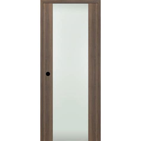 Belldinni Vona 202 32 In X 80 In Left Hand Full Lite Frosted Glass Solid Core Pecan Nutwood