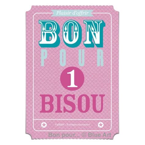 Carte BON POUR 1 Bisou Blue Art Editions