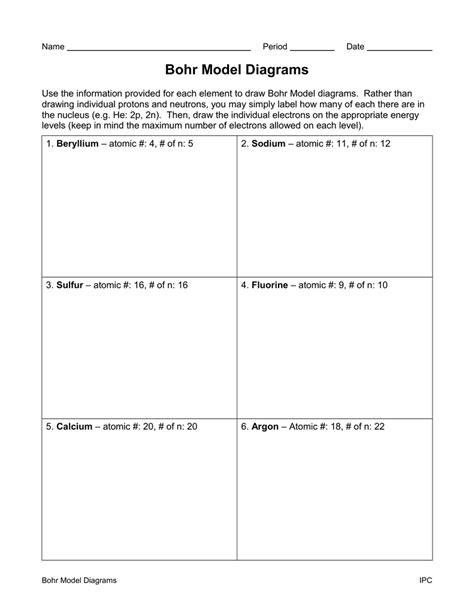 Bohr Model Diagrams Worksheet Answers E Street Light