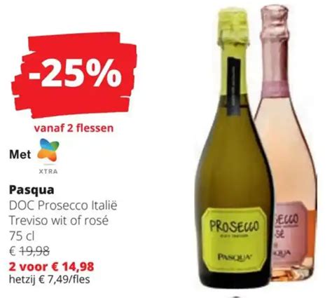 Pasqua DOC Prosecco Italië Treviso wit of rosé 75 cl promotie bij Spar