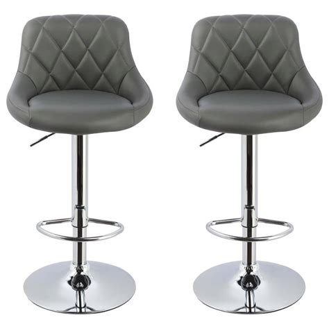 Best Master Claire Faux Leather Adjustable Swivel Bar Stool In Gray