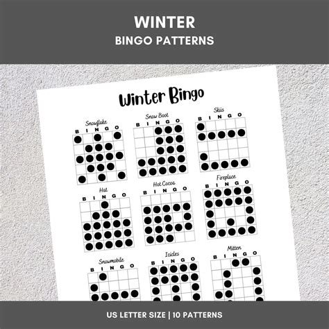 Bingo Patterns Winter Bingo Printable Bingo Games Bingo Game Patterns