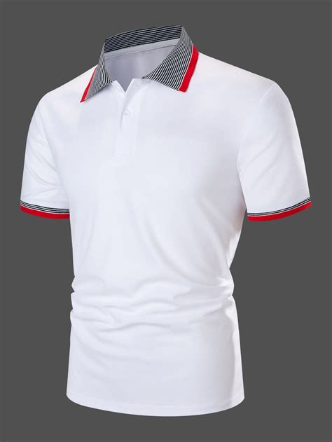 Men Contrast Trim Polo Shirt In 2023 Stylish Mens Outfits Printed