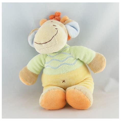 Doudou Girafe Vache Beige Jaune Vert Nicotoy