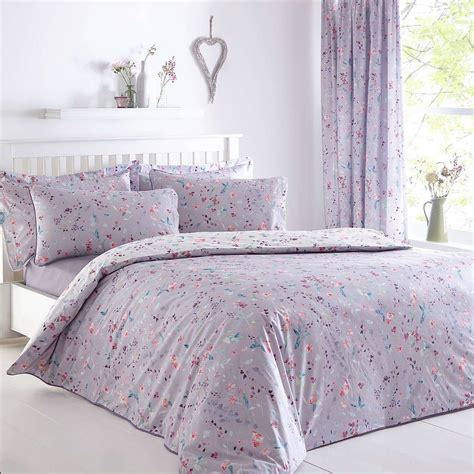 Botanical Meadow Reversible Purple Duvet Cover And Pillowcase Set