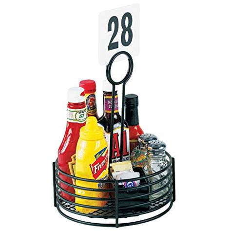 Get Enterprises Black Round Stainless Steel Condiment Caddy Iron