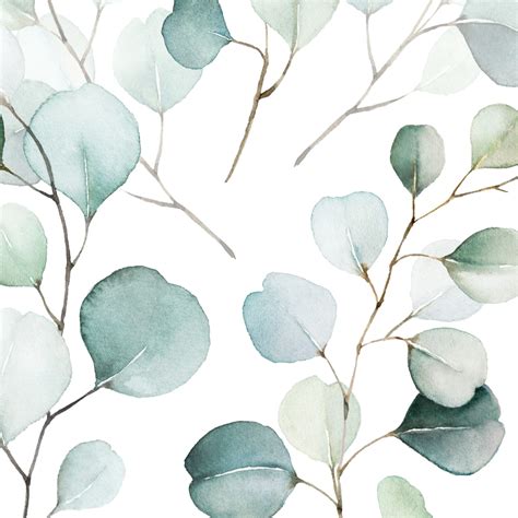 Watercolor Eucalyptus Leaves Removable Wallpaper Etsy