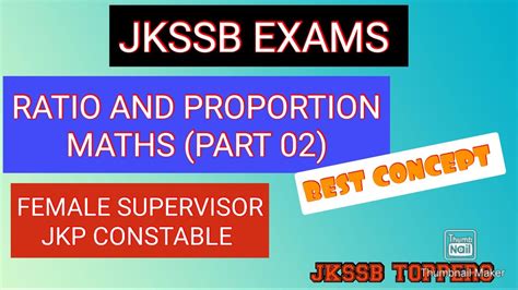 Ratio And Proportion Part For All Jkssb Exams Female Supervisor