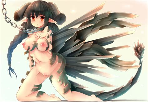 Rule 34 O Black Hair Braid Breasts Broken Horn Chains Choker Dragon Girl Female Highres