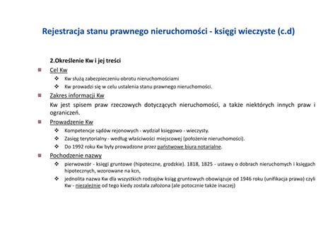 PPT Wykład 9 Rejestracja stanu prawnego nieruchomości k sięgi