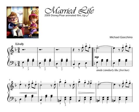 Married Life Piano Sheet Music Letters Caipm