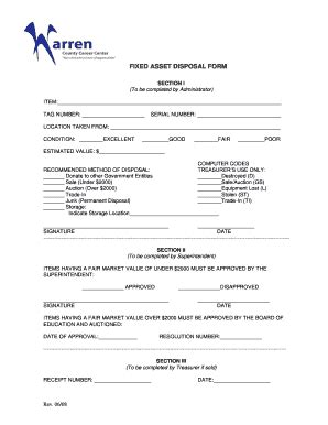 Fillable Online Fixed Asset Disposal Form 6 08 Fax Email Print PdfFiller