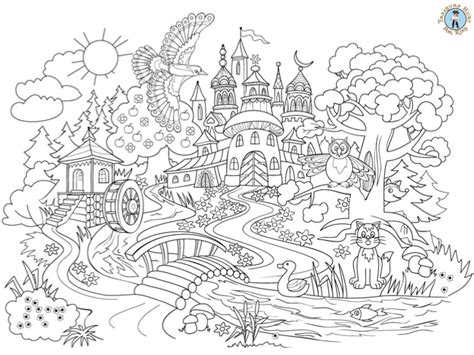 Fairy Tale Castle Coloring Page - Treasure hunt 4 Kids