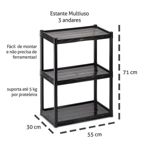 Estante Multiuso Andares Prateleira Modular Preto Em Promo O Na