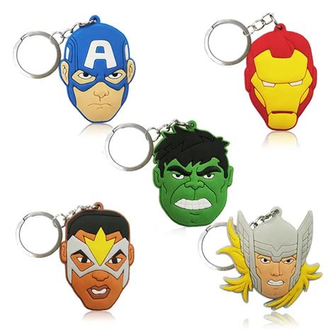 8pcs Marvel Avenger Keychain Cartoon PVC Charm Pendant Keyring Key ...