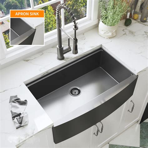 33x22 Gunmetal Black Stainless Steel Farmhouse Apron Front Workstation Kitchen Sink 16 Gauge R10