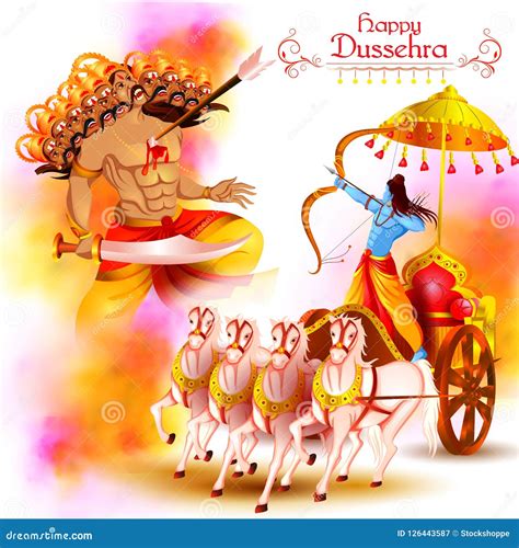 Lord Rama Killing Ravana in Happy Dussehra Festival of India Stock Vector - Illustration of ...