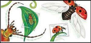 Stamp Ladybug and Carabidae souvenir philatélique France Insects