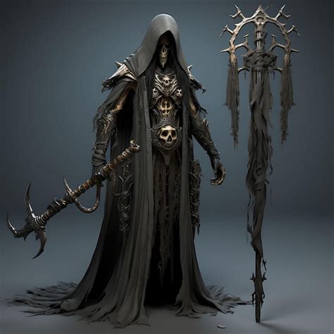 Premium Photo 3d Character Male Necromancer Sinister Pale Holding A