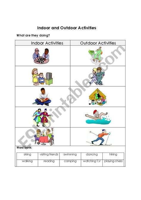 Printable Outdoor Activities Worksheets - Printable Word Searches