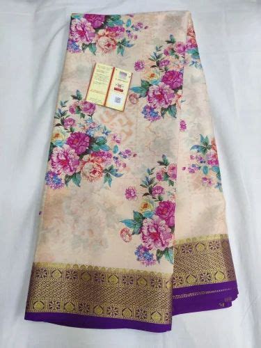 Printed Pure Mysore Silk Sarees 6 3 M With Blouse Piece At Best