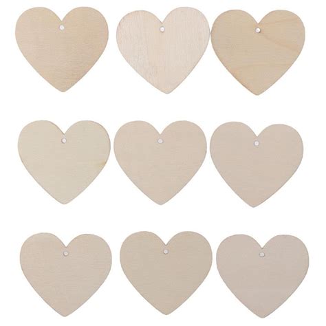 Pcs Unfinished Wooden Hearts With Hole Cutouts X Mm Hearts Wood