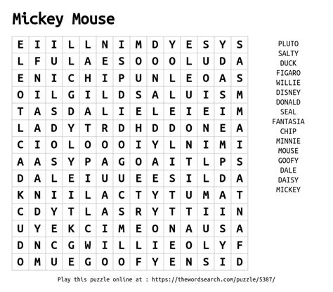 Download Word Search On Mickey Mouse