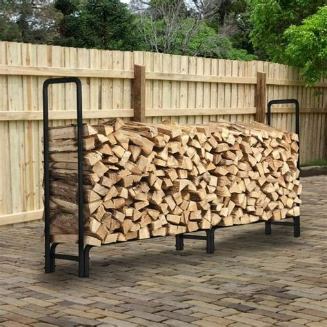 Kingso 8ft Firewood Rack Outdoor Heavy Duty Log Rack Firewood Storage Rack Holder Steel Fire