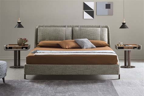 Angled Headboard Upholstered King Platform Bed Nara BODEMA Atelier