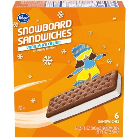 Kroger® Snowboard Vanilla Ice Cream Sandwiches 6 Ct King Soopers