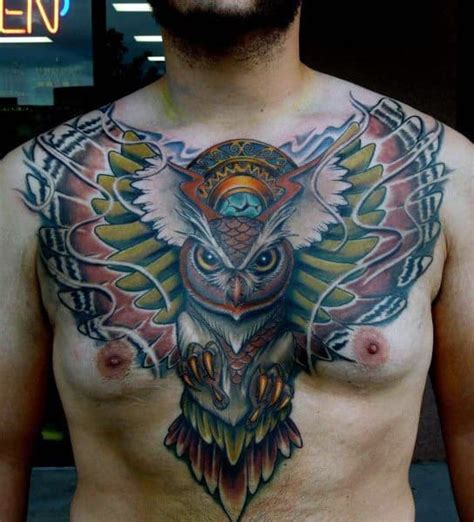 Owl Chest Tattoo Designs For Men Nocturnal Ink Ideas