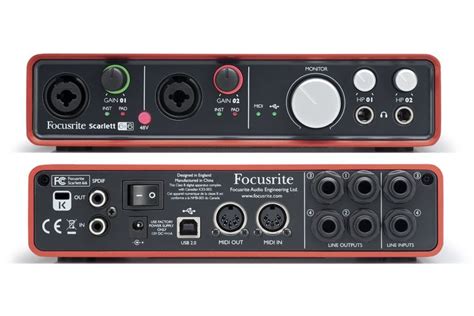 Focusrite Scarlett 6i6 Front And Rear Panel View Ad And Preamp With