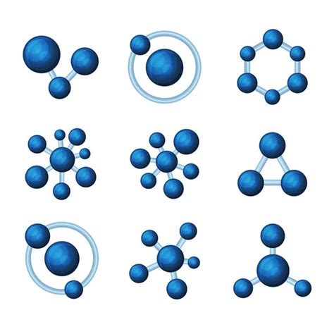 Abstract Blue And Green Molecules Icon Set On White Background Vector