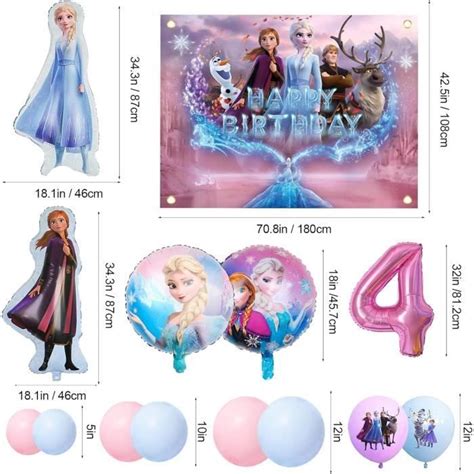 71 Pcs Kit Anniversaire Reine Des Neiges 4 Ans Arche De Ballon Reine