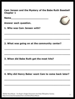 Cam Jansen And The Mystery Of The Babe Ruth Baseball Chapter Questions