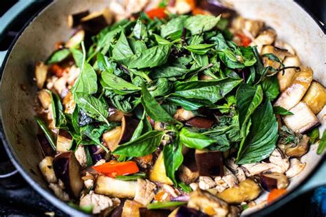 Eggplant Stir Fry With Thai Basil And Chicken Simply Suwanee