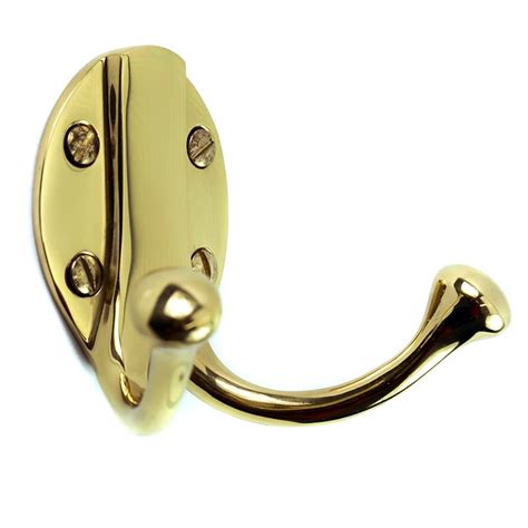 Large Double Hook Polished Brass Brass Coat Hooks Traditional Hat And Coat Hooks