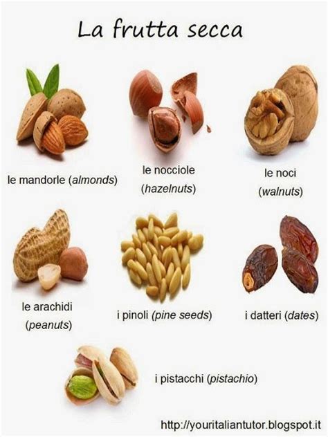 La Frutta Secca The Dried Fruit Learnitalian Vocabulary Italian