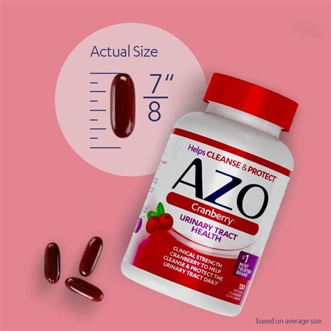 Azo Cranberry Urinary Tract Health Supplement 100 Softgels Sugar