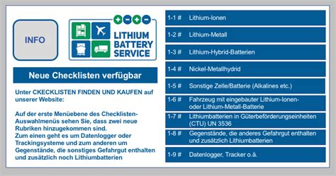 Lithium Battery Service Checklisten Artikel 2021 Für unsere Lizenz