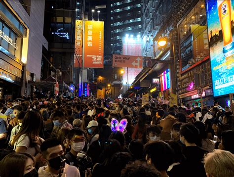 Halloween Brings Large Crowds To Lan Kwai Fong Amid Covid The