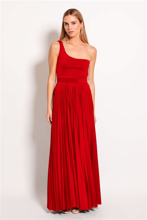 Vestido Jacquard Invitada En Rojo Colour Nude