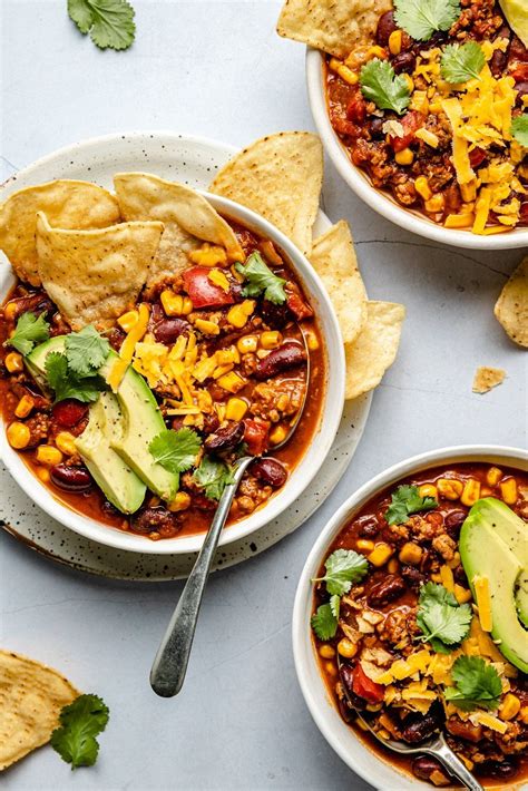 Healthy Turkey Chili Made With Lean Ground Turkey Kidney Beans And